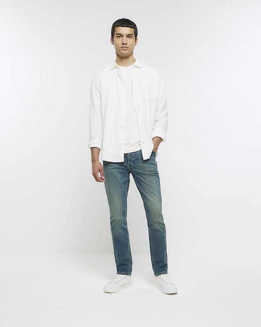 River Island Slim Fit Faded Jeans