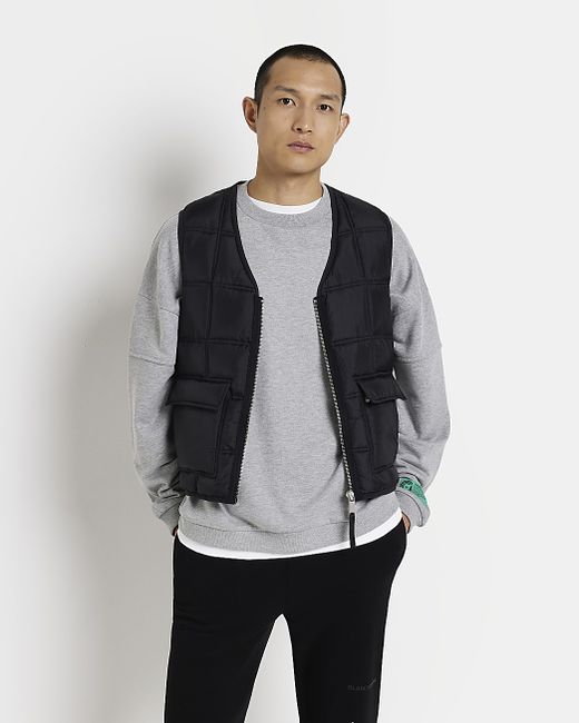 River Island Regular Fit Quilted Zip Up Gilet