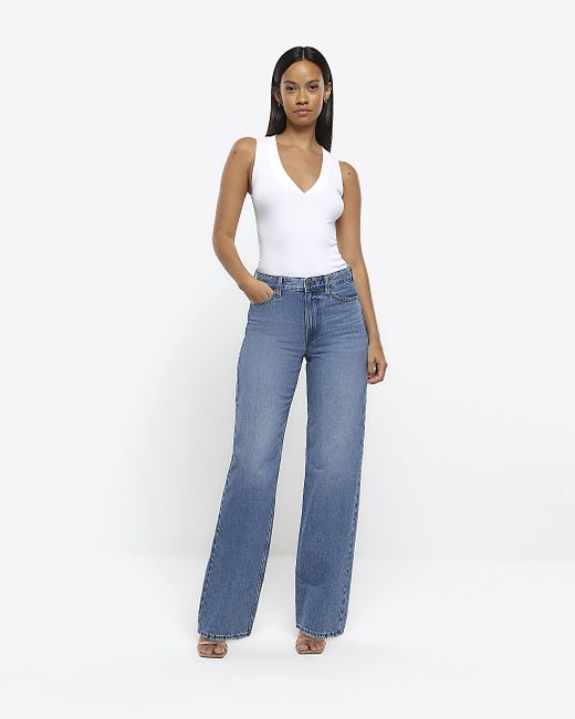River Island High Waisted Relaxed Straight Leg Jeans