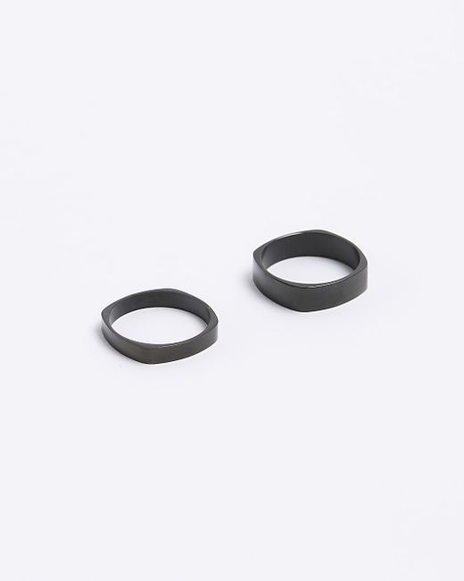 River Island Steel Square Ring Multipack