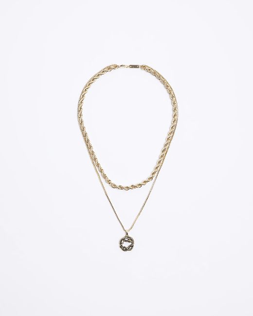 River Island Gold Colour Snake Multirow Necklace