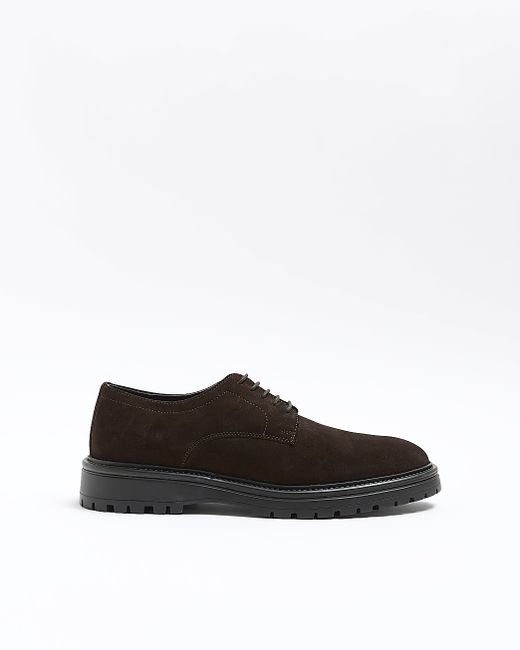 River Island Dark Suede Chunky Derby Shoes
