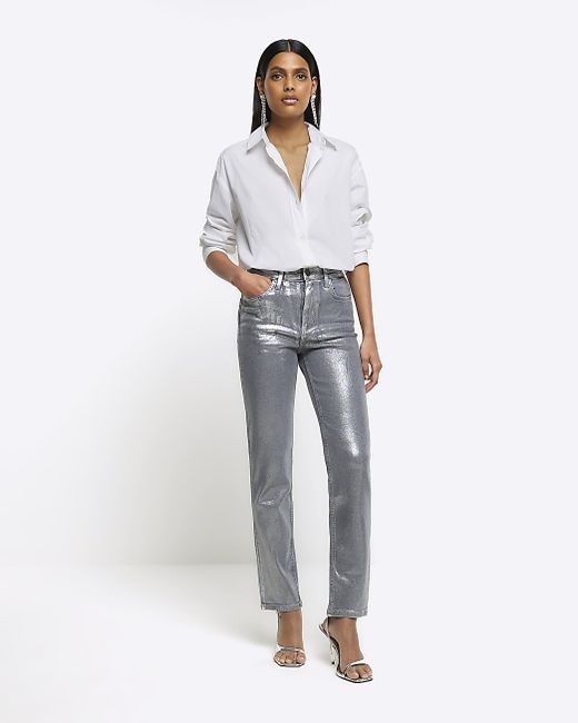 River Island Slim Straight Coated Jeans