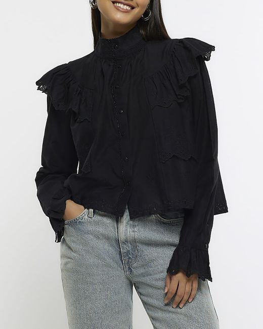 River Island Frill Broderie Blouse