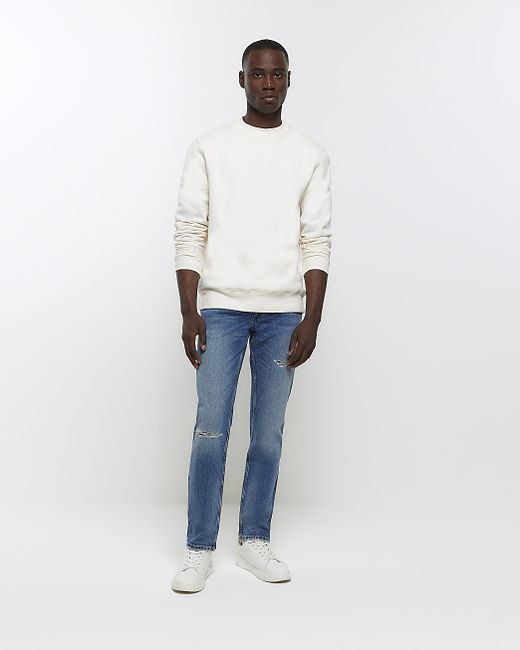 River Island Slim Fit Ripped Jeans