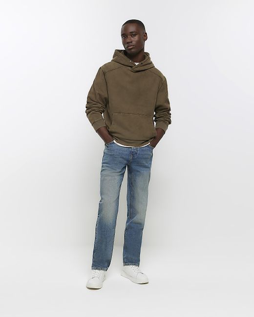 River Island Straight Fit Faded Jeans