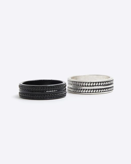 River Island Silver Textured Rings Multipack