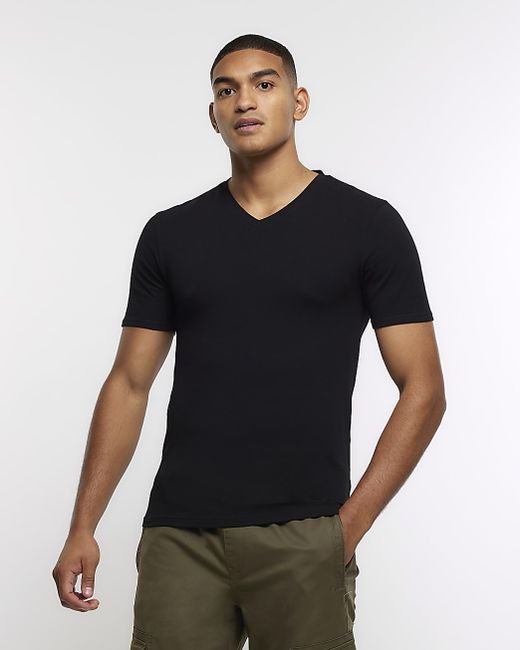 River Island Muscle Fit V Neck T-Shirt