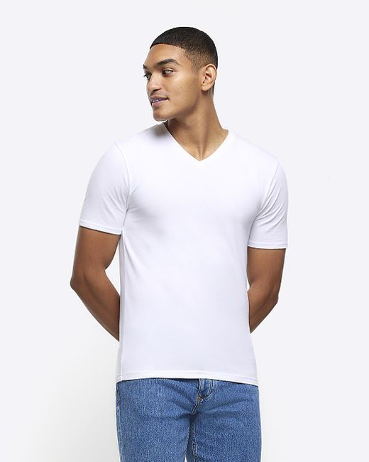 River Island Muscle Fit V Neck T-Shirt