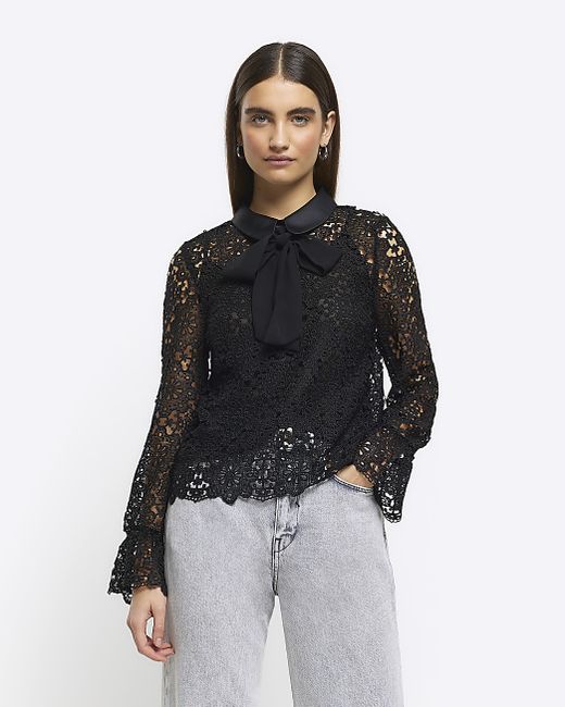 River Island Lace Bow Detail Blouse