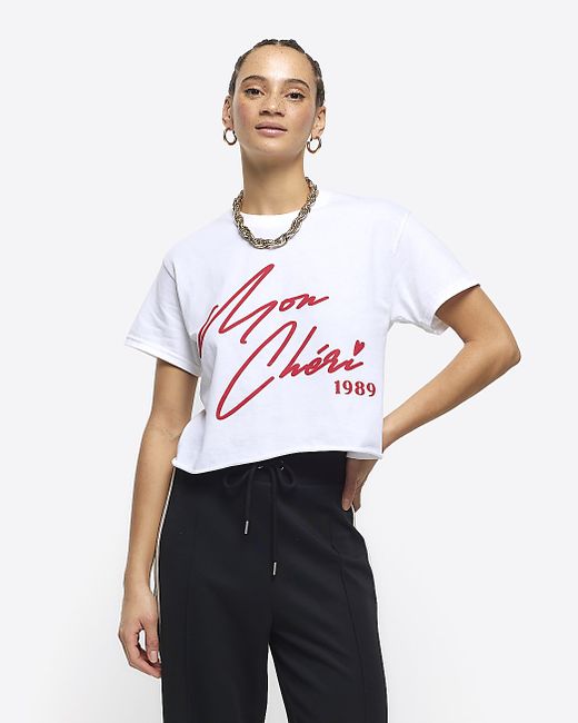 River Island Graphic Cropped T-Shirt