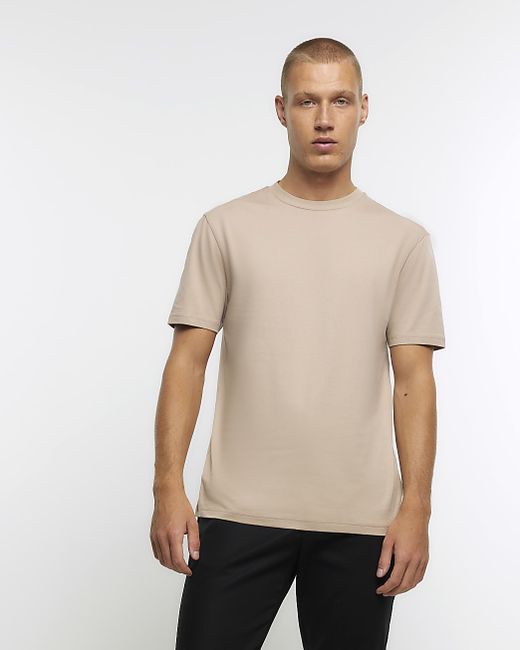 River Island Beige Multipack Of 5 Slim Fit T-Shirts