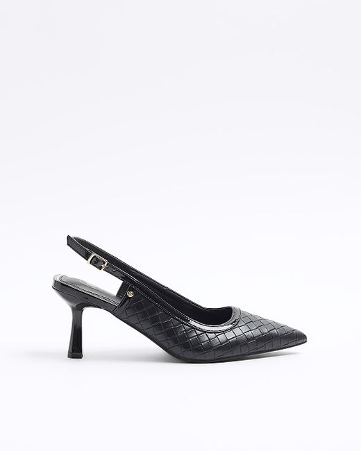 River Island Weave Heeled Court Shoes