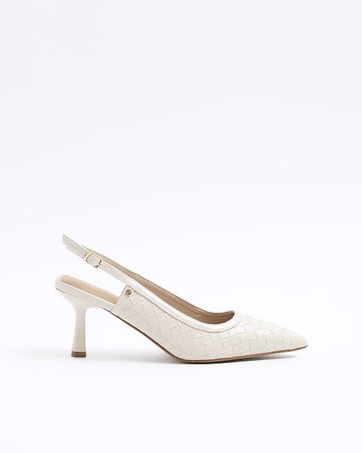 River Island Weave Heeled Court Shoes
