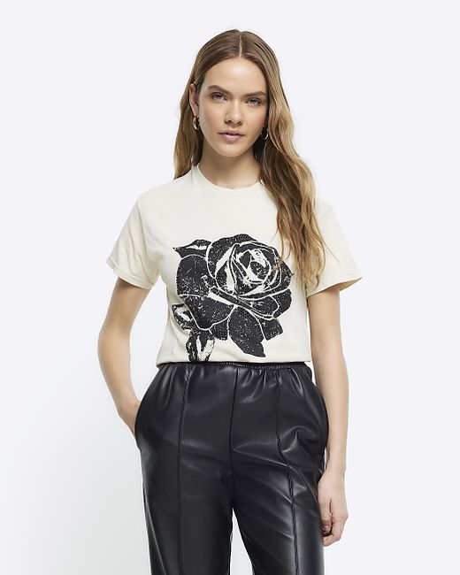 River Island Graphic Rose T-Shirt