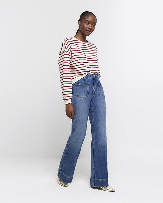 River Island High Waisted Flared Jeans