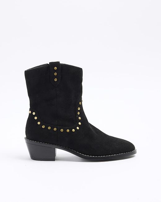 River Island Studded Western Ankle Boots