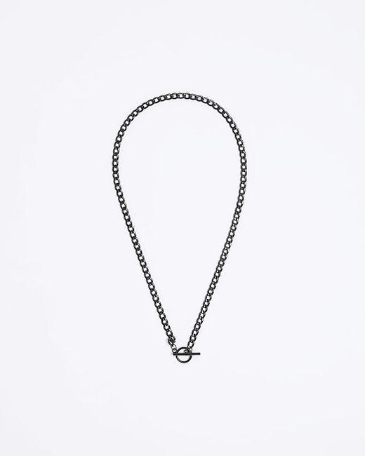 River Island Stainless Steel T Bar Necklace