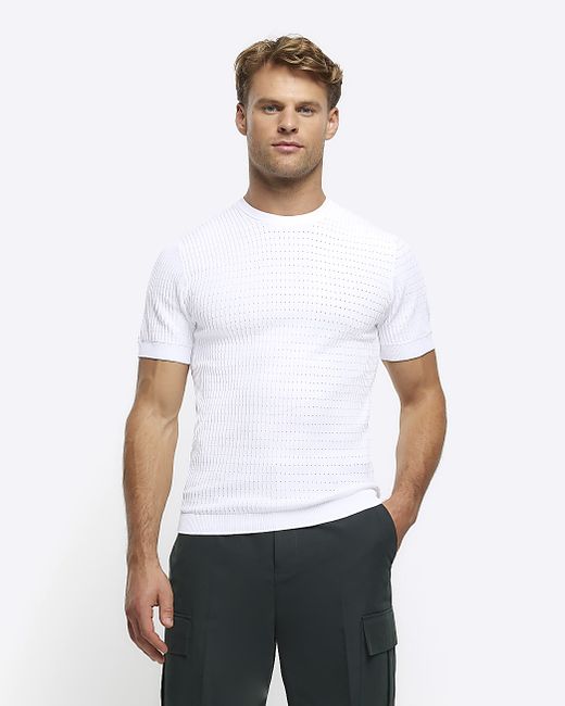 River Island Muscle Fit Brick Knit T-Shirt