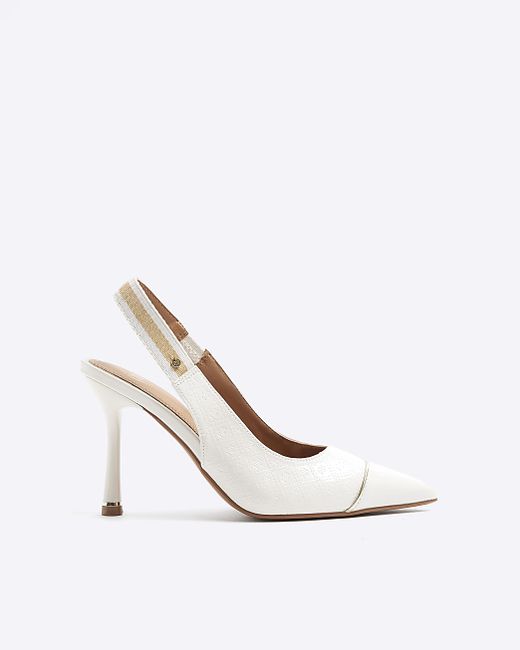 River Island Embossed Heeled Court Shoes