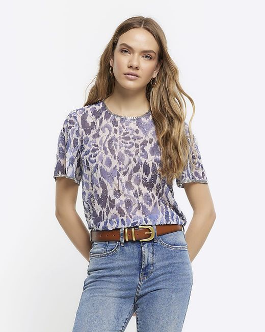 River Island Abstract Embellished T-Shirt