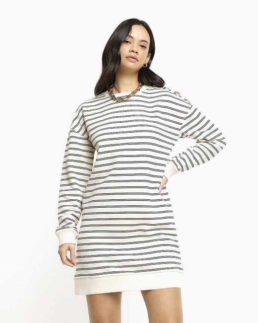 River Island Stripe Sweatshirt Mini Dress