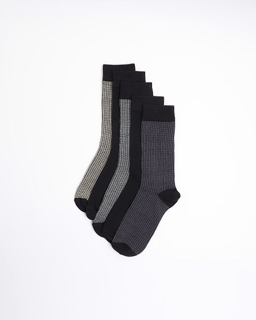 River Island 5Pk Textured Smart Socks