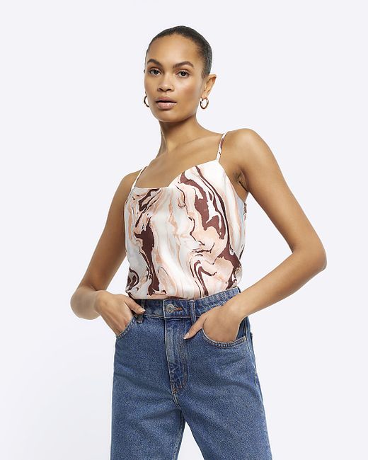 River Island Marble Abstract Cami Top