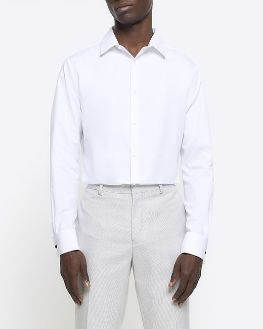 River Island Slim Fit Double Cuff Smart Shirt