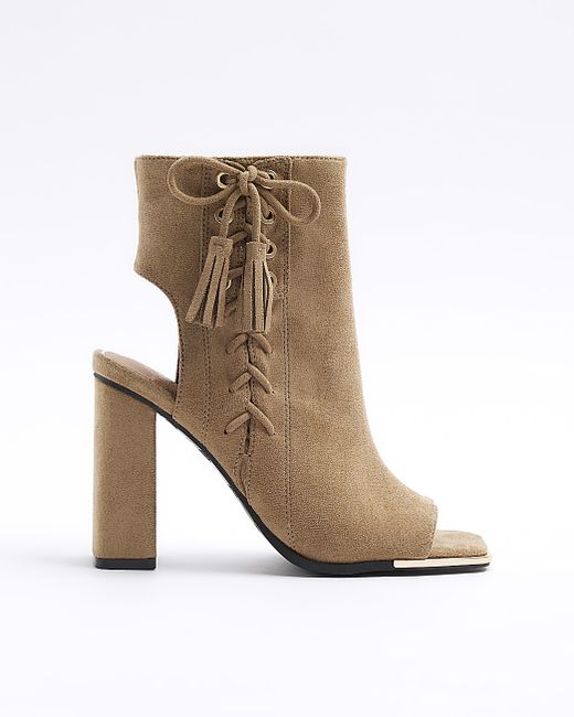 River Island Lace Up Peep Toe Heeled Ankle Boots