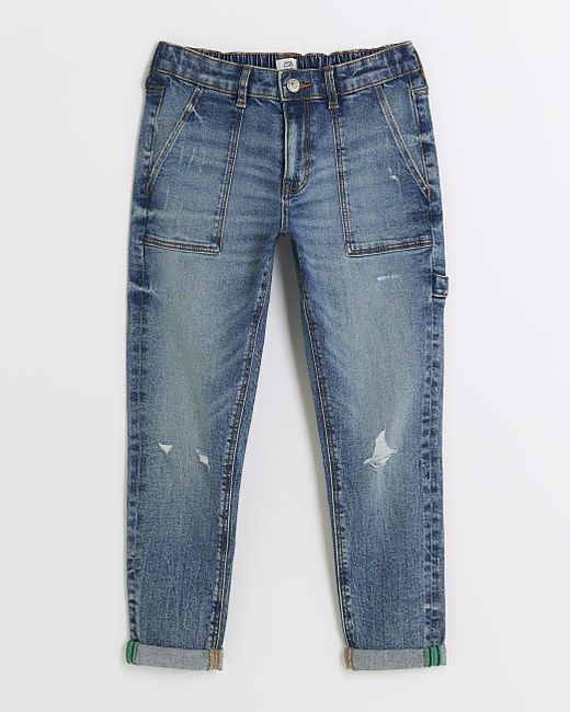 River Island Boys Ripped Tapered Jeans