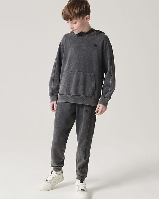River Island Boys Grey Washed Hoodie And Joggers Set