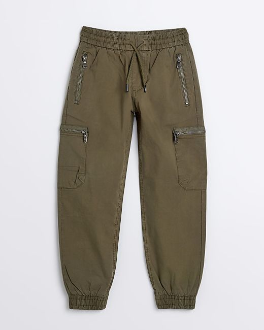 River Island Boys Khaki Cargo Zip Pocket Pants