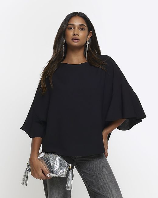 River Island Fluted Sleeve T-Shirt