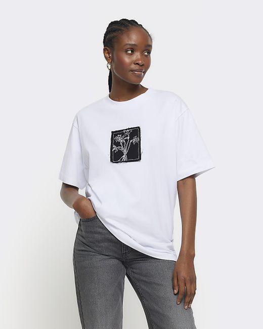 River Island Patch Oversized T-Shirt