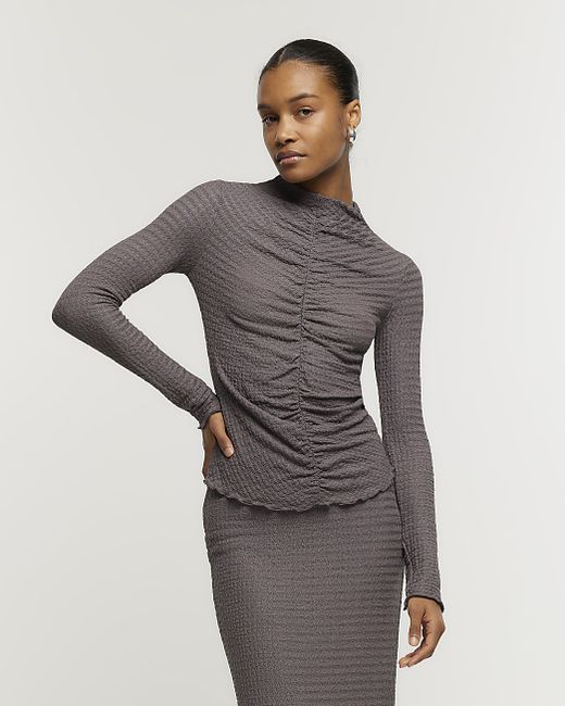River Island Ruched Long Sleeve Top