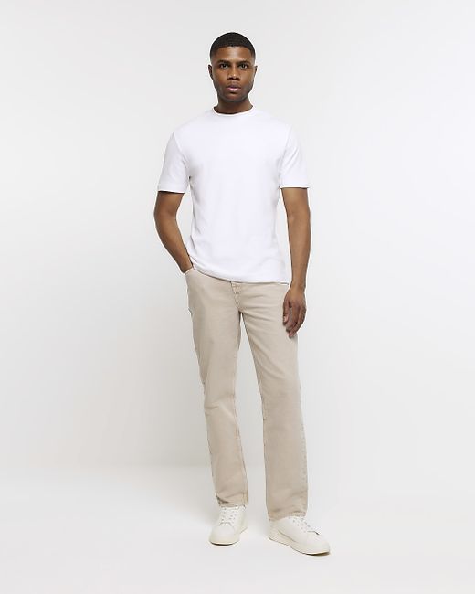 River Island Stone Straight Fit Jeans