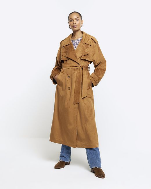 River Island Suedette Belted Trench Coat