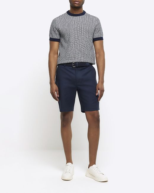 River Island Slim Fit Belted Chino Shorts