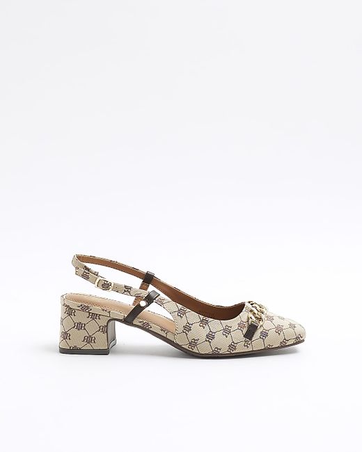 River Island Chain Monogram Sling Back Court Shoes