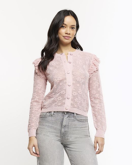 River Island Floral Lace Frill Cardigan