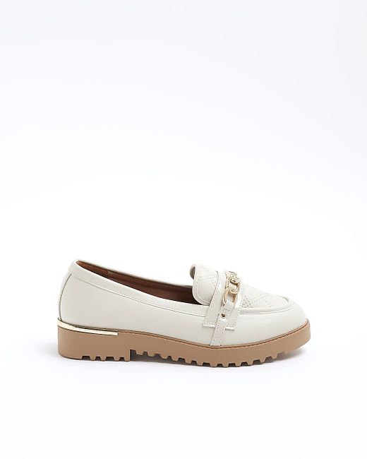 River Island Wide Fit Quilted Chain Loafers