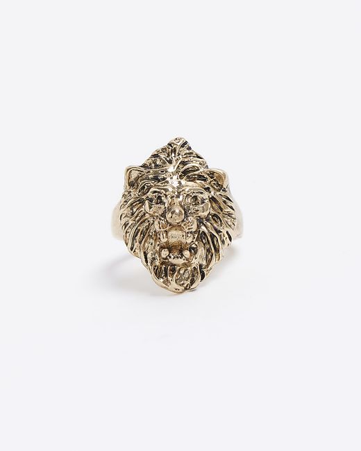 River Island Gold Lion Head Ring