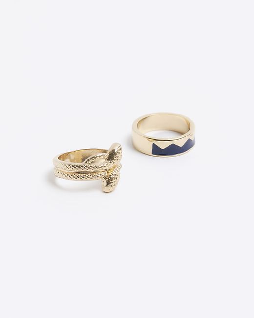 River Island Gold Snake And Band 2Pk Rings
