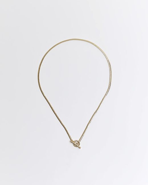 River Island Gold T Bar Necklace