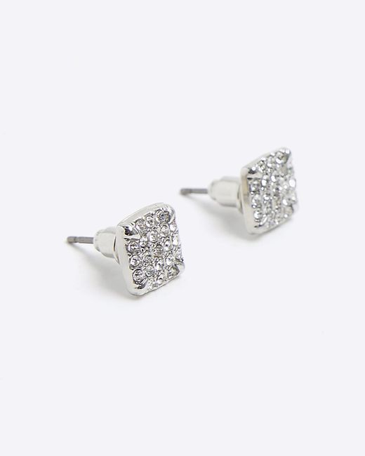 River Island Silver Diamantine Earrings