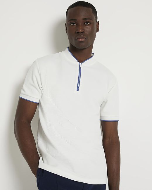 River Island Slim Fit Taped Short Sleeve Polo