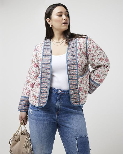River Island Plus Quilted Floral Jacket