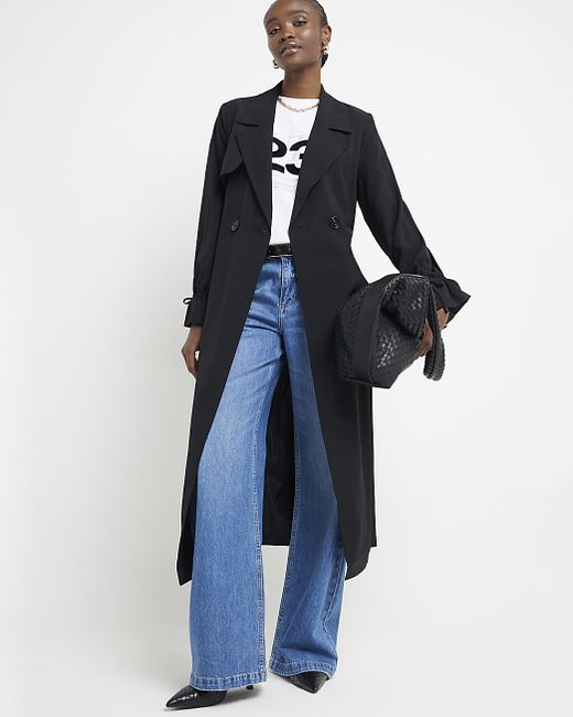 River Island Tie Cuff Belted Duster Coat