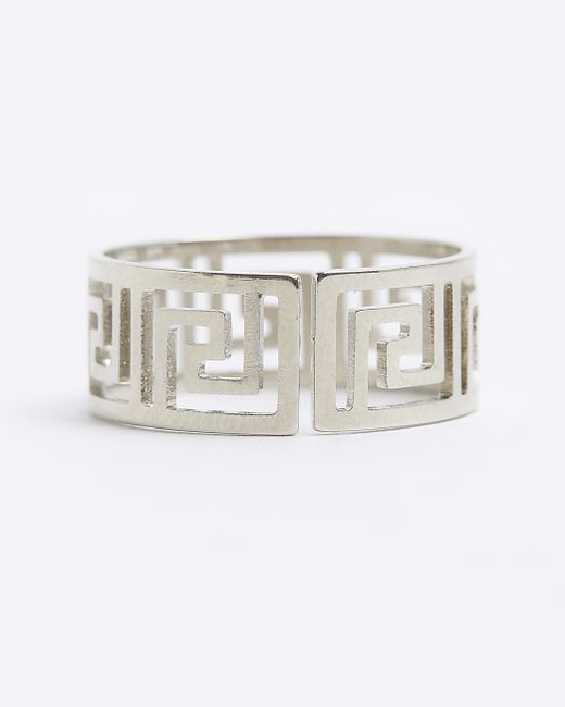 River Island Silver Aztec Cut Out Ring